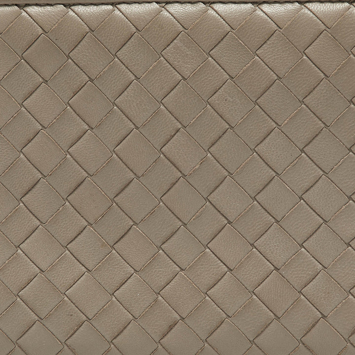 Bottega veneta Grey Intrecciato Leather Zip Around Wallet