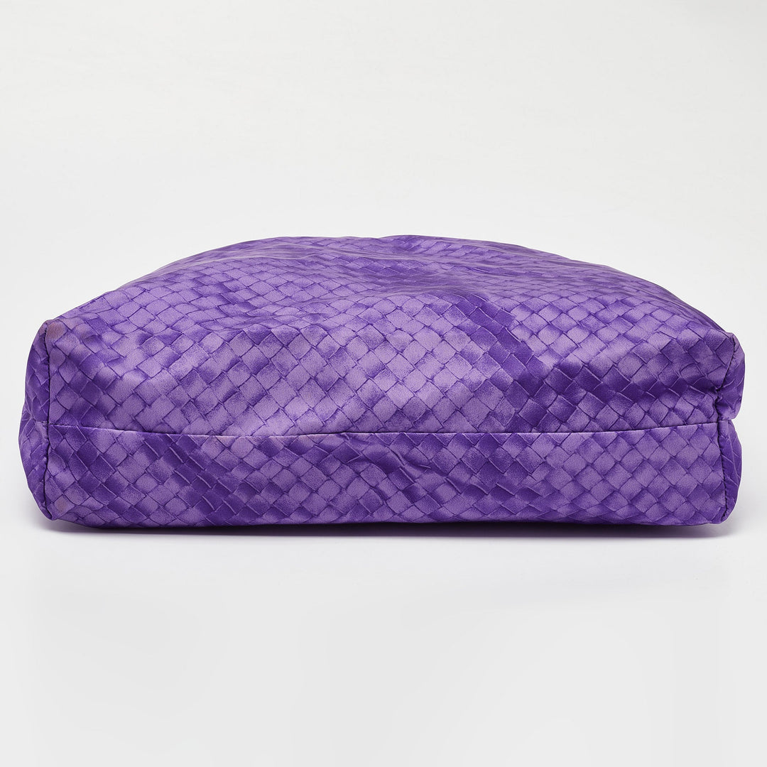 Bottega veneta Purple Intrecciolusion Nylon and Leather Medium Tote