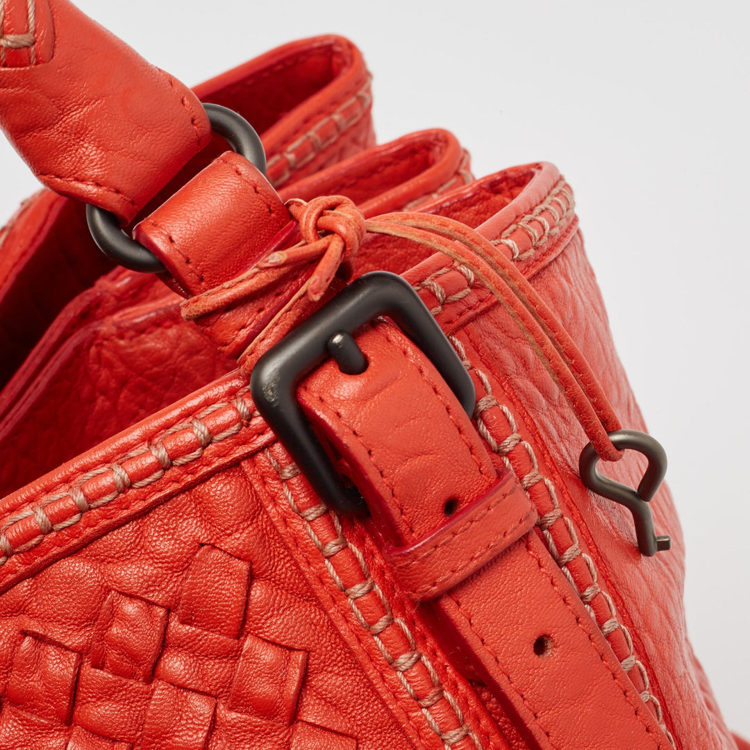 Bottega veneta Red Intrecciato Leather Large Roma Stitch Tote