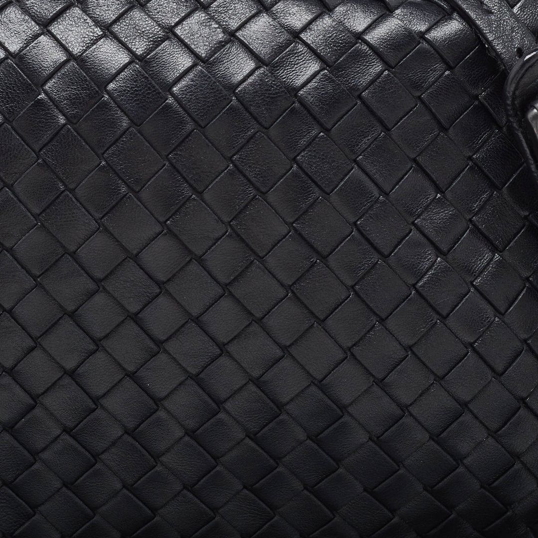 Bottega veneta Black Intrecciato Leather Nodini Double Zip Crossbody Bag
