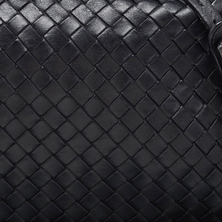 Bottega veneta Black Intrecciato Leather Nodini Double Zip Crossbody Bag