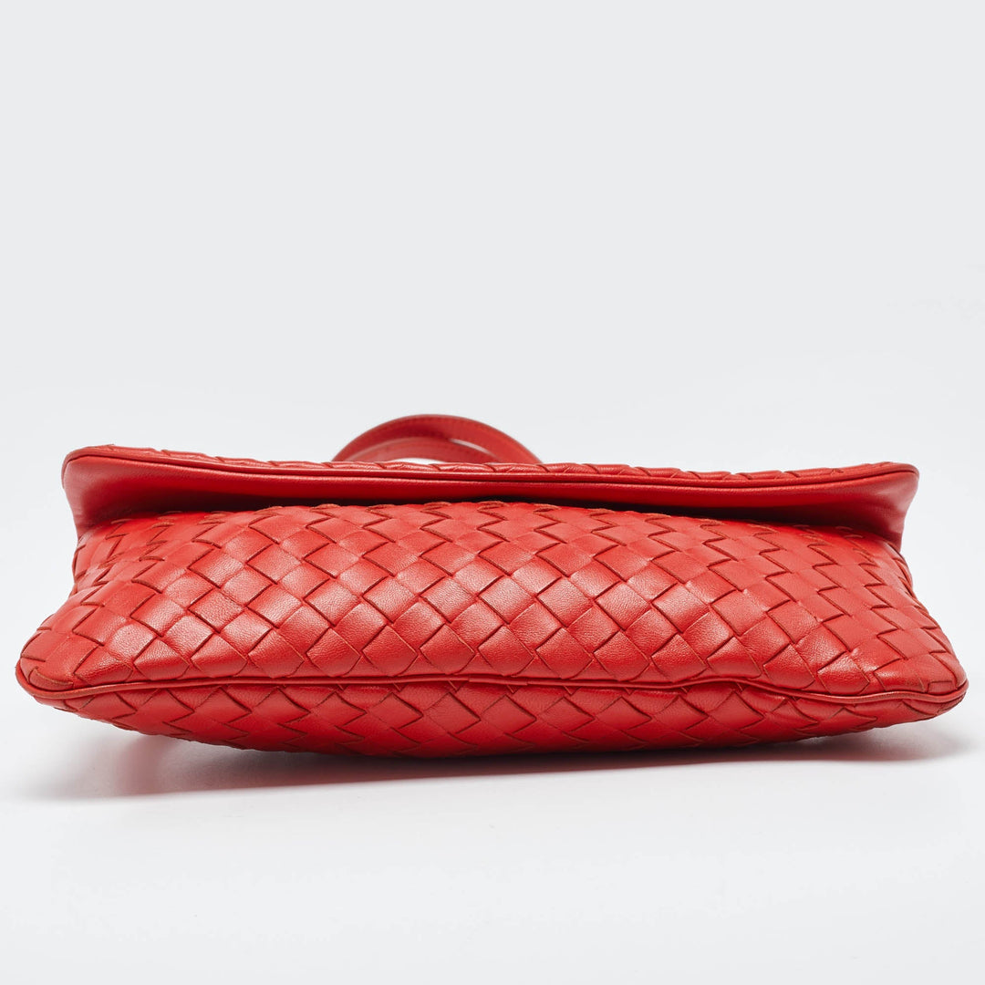 Bottega veneta Orange Intrecciato Leather Crossbody Bag