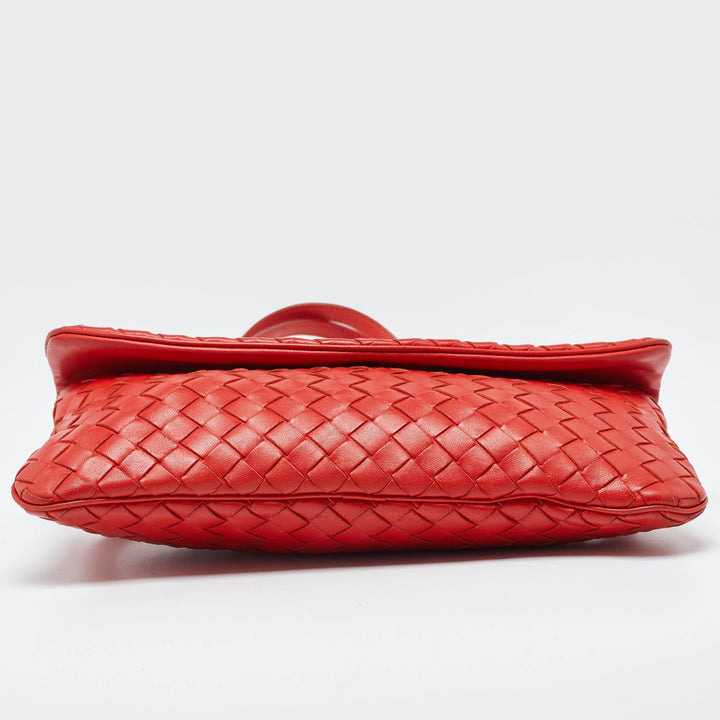 Bottega veneta Orange Intrecciato Leather Crossbody Bag