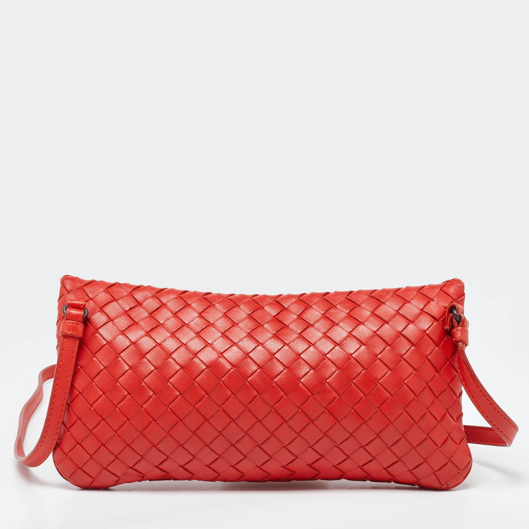 Bottega veneta Orange Intrecciato Leather Crossbody Bag