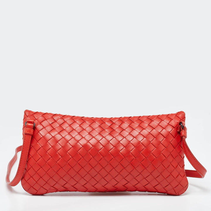 Bottega veneta Orange Intrecciato Leather Crossbody Bag