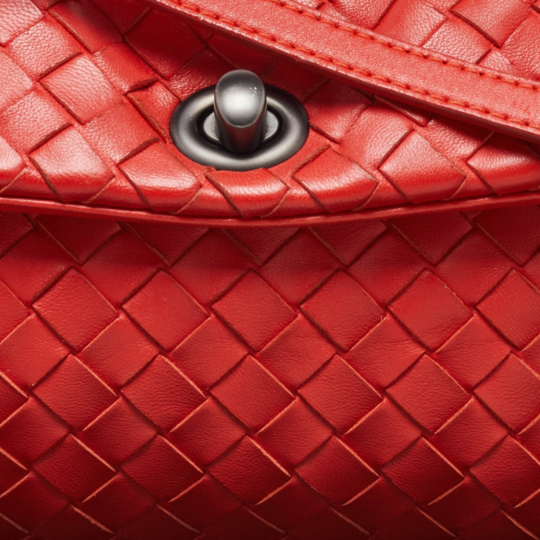 Bottega veneta Orange Intrecciato Leather Crossbody Bag