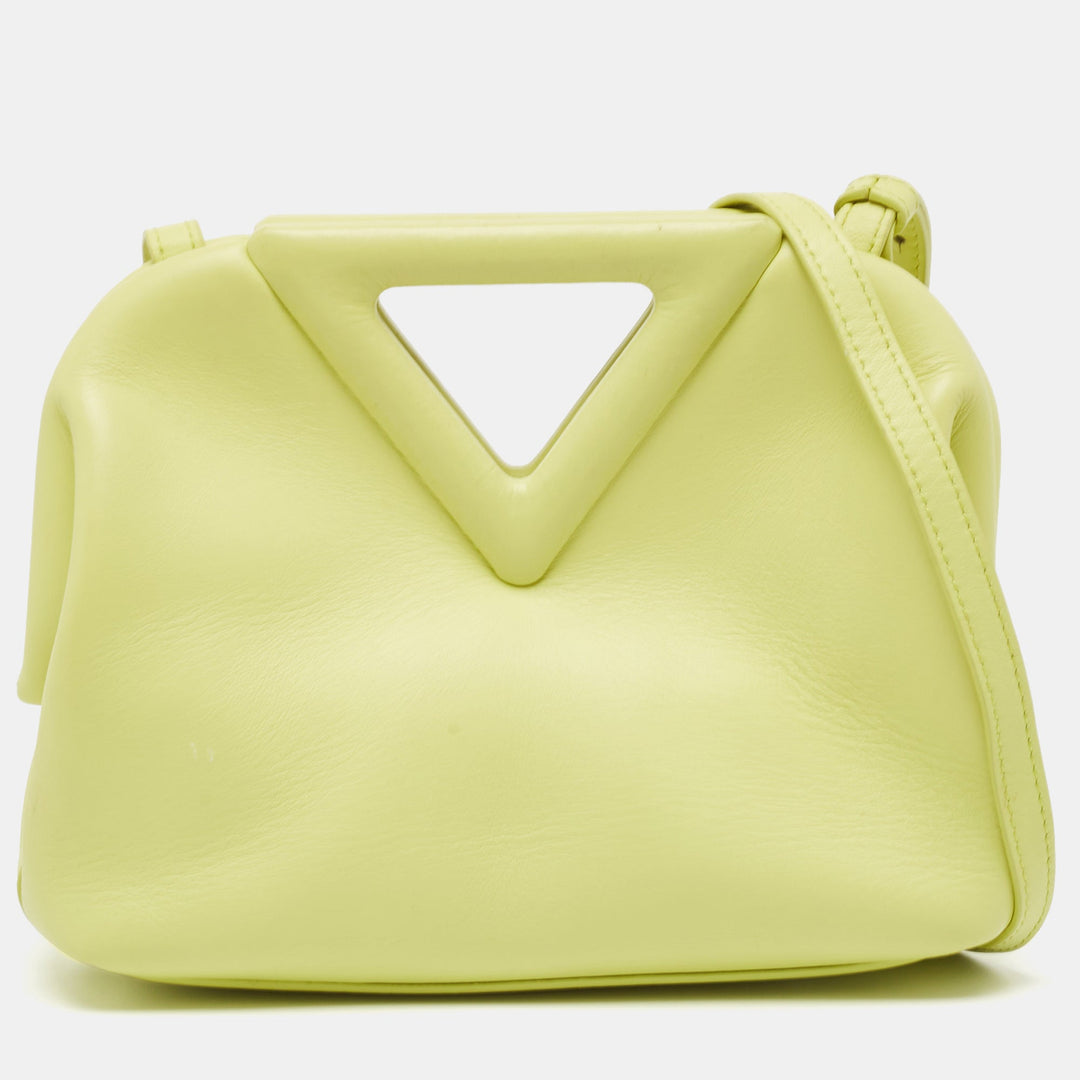 Bottega veneta Light Green Leather Small Point Shoulder Bag