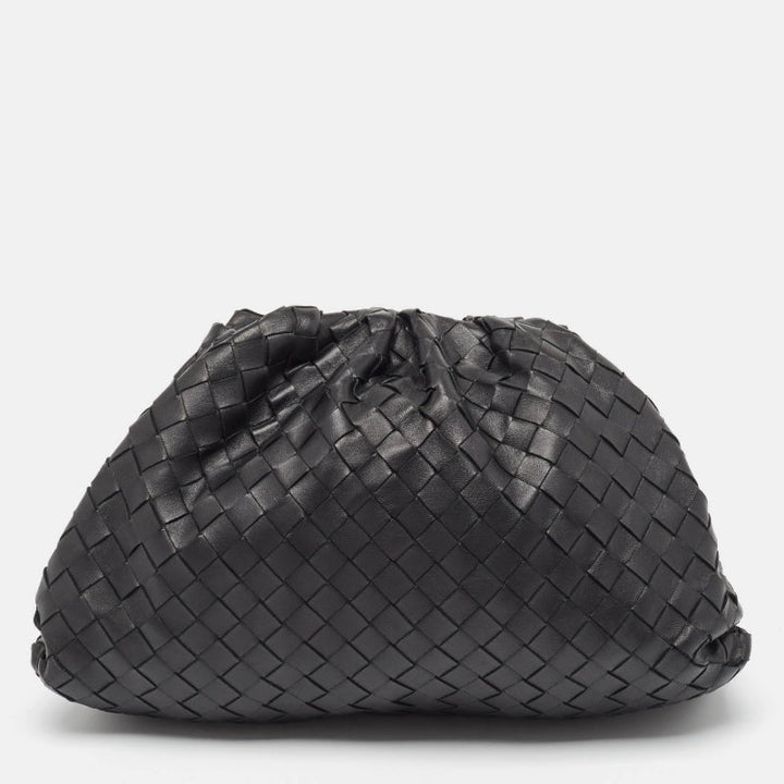 Bottega veneta Black Intrecciato Leather The Pouch Clutch