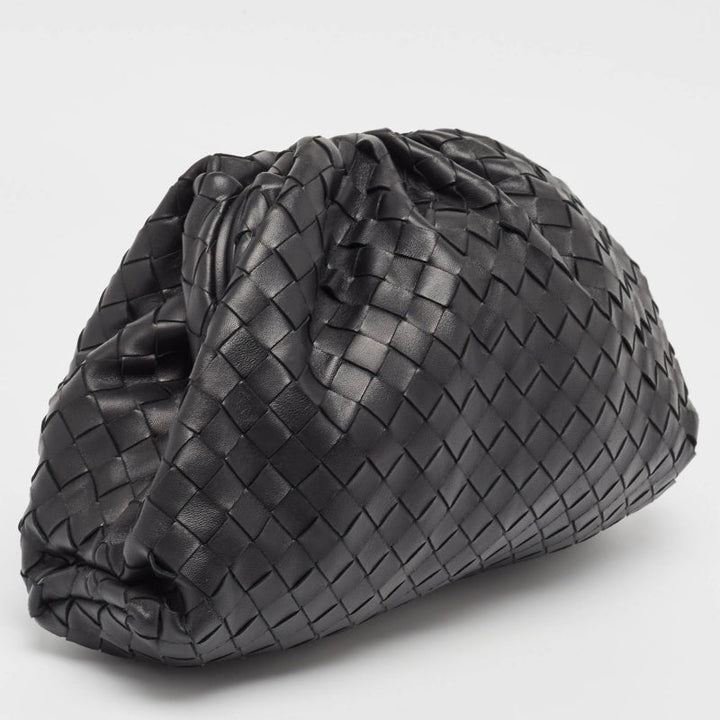 Bottega veneta Black Intrecciato Leather The Pouch Clutch