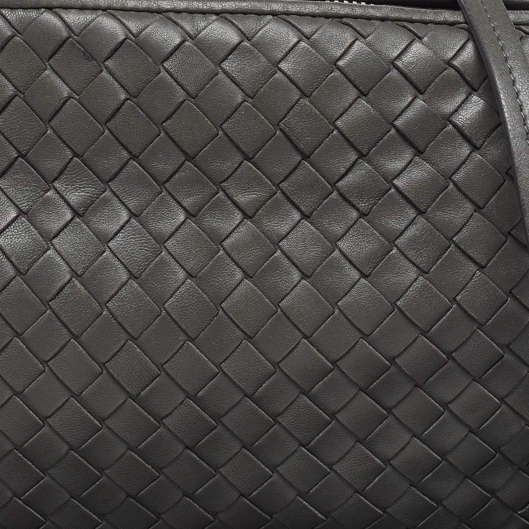 Bottega veneta Grey Intrecciato Leather Nodini Double Zip Crossbody Bag