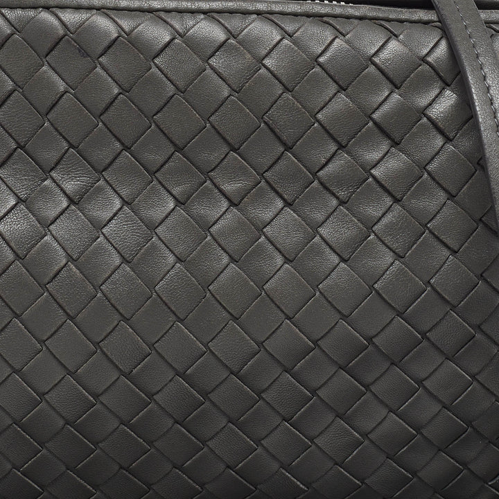 Bottega veneta Grey Intrecciato Leather Nodini Double Zip Crossbody Bag