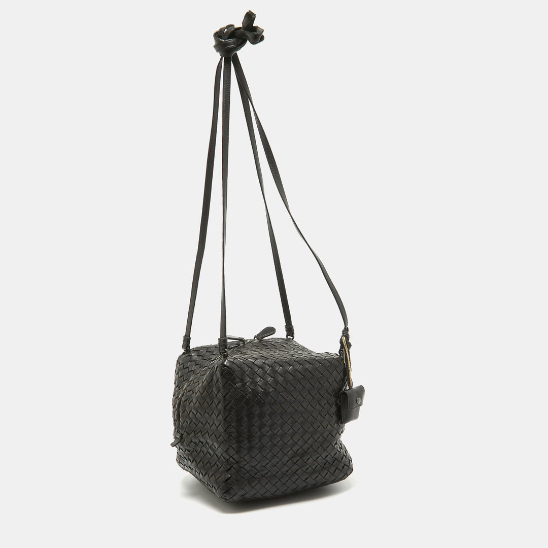 Bottega veneta Dark Choco Brown Intrecciato Leather Cube Shoulder Bag