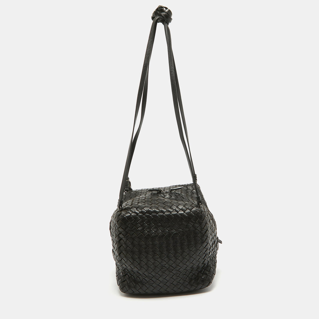 Bottega veneta Dark Choco Brown Intrecciato Leather Cube Shoulder Bag