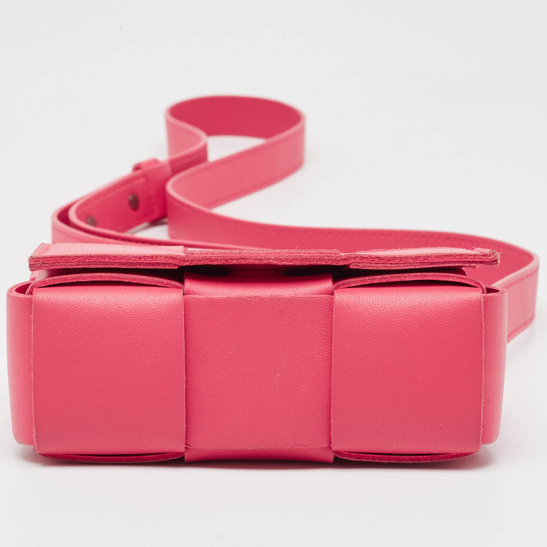 Bottega veneta Fuchsia Intreccio Leather Mini Cassette Crossbody Bag