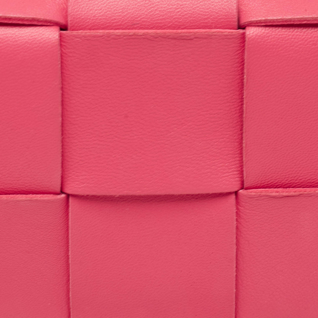 Bottega veneta Fuchsia Intreccio Leather Mini Cassette Crossbody Bag