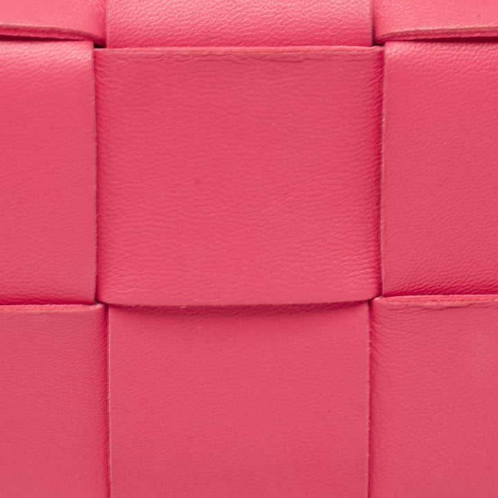 Bottega veneta Fuchsia Intreccio Leather Mini Cassette Crossbody Bag