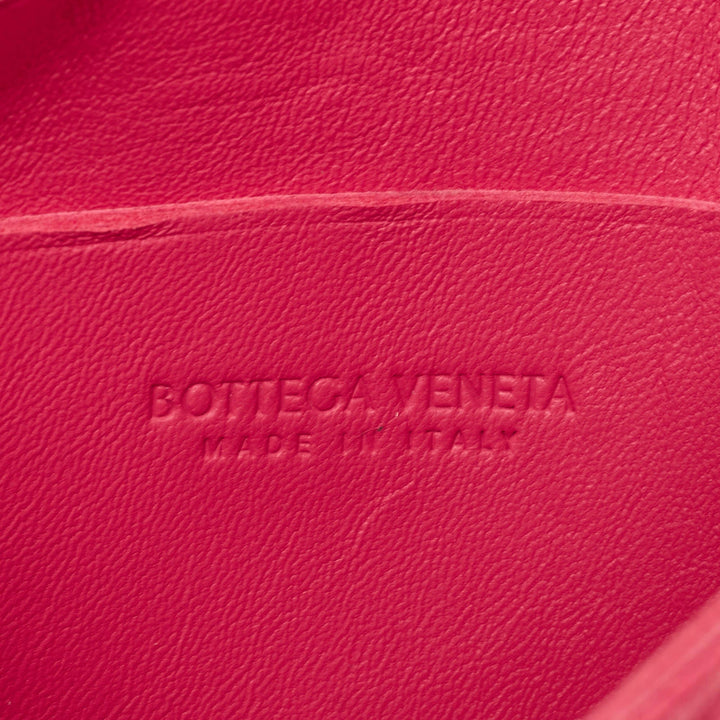 Bottega veneta Fuchsia Intreccio Leather Mini Cassette Crossbody Bag