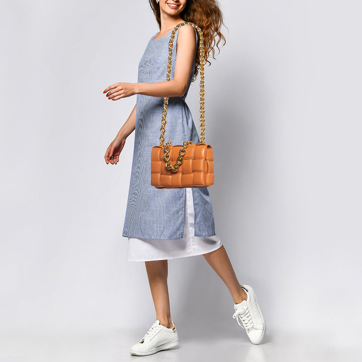 Bottega veneta Brown Padded Leather Chain Cassette Shoulder Bag
