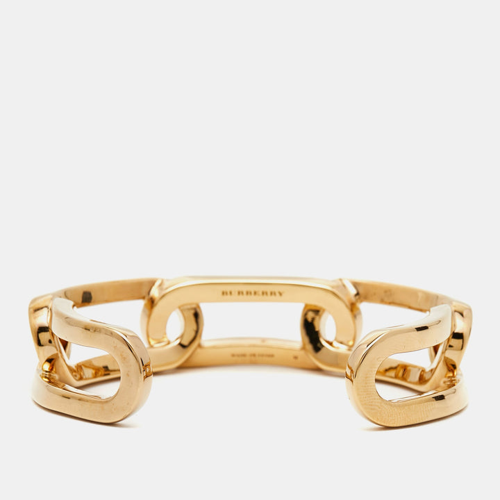 Burberry Chain Link Gold Tone Cuff Bracelet