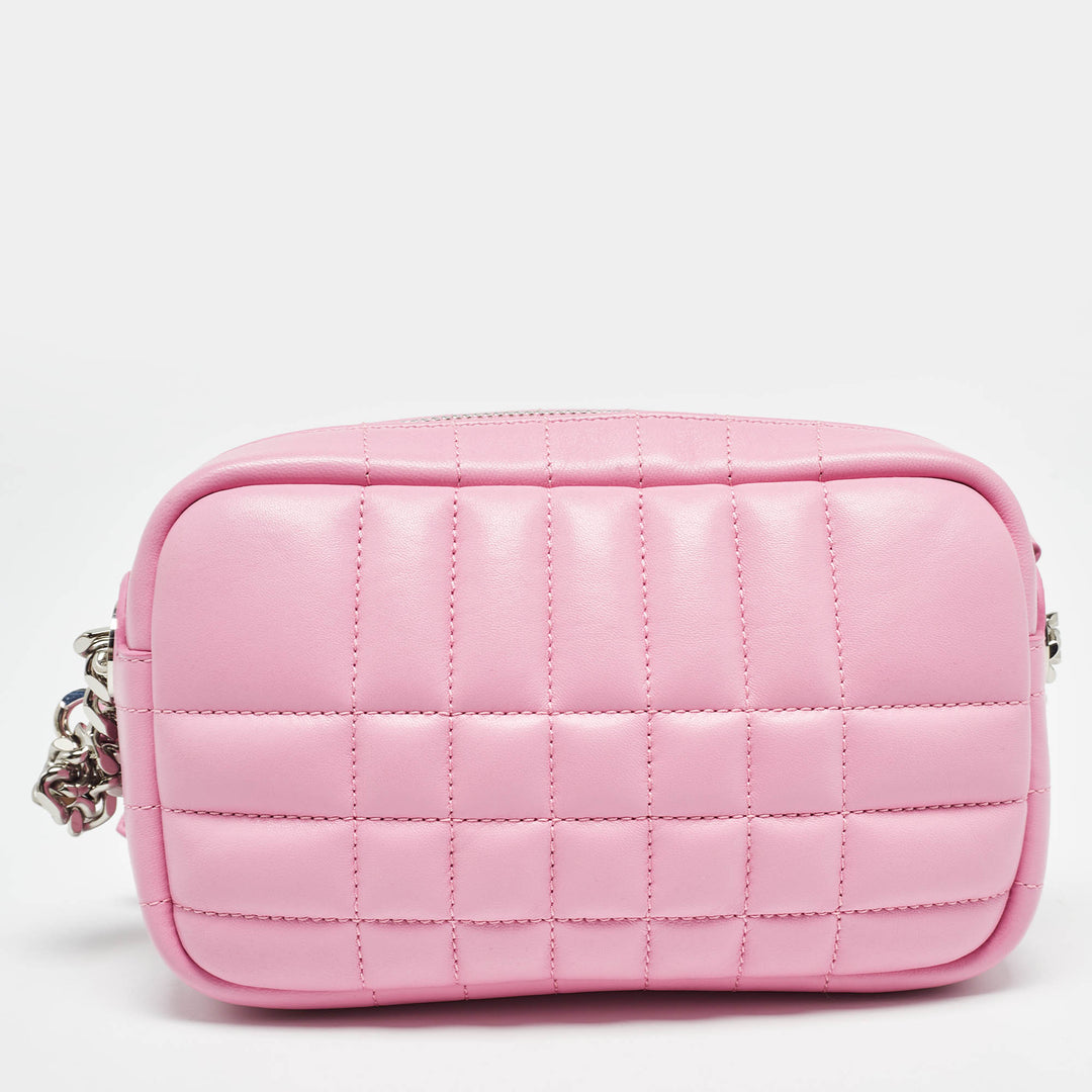 Burberry Pink Quilted Leather Mini Lola Camera Bag