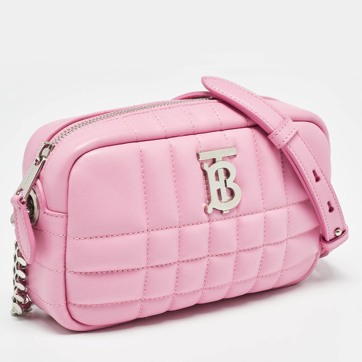 Burberry Pink Quilted Leather Mini Lola Camera Bag