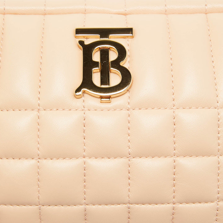 Burberry Peach Pink Quilted Leather Mini Lola Camera Bag