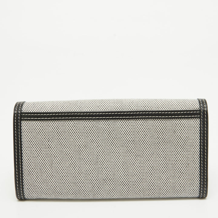 Burberry Black/White Canvas and Leather Halton Continental Wallet