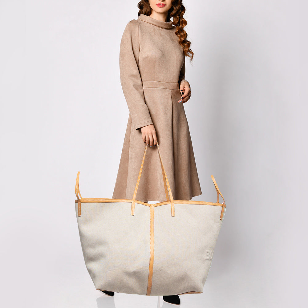 Burberry Beige Canvas and Leather XL Beach Tote