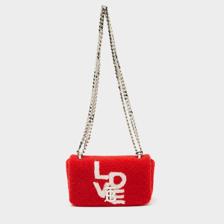 Burberry Red Terry Fabric Mini Lola Love Chain Crossbody Bag