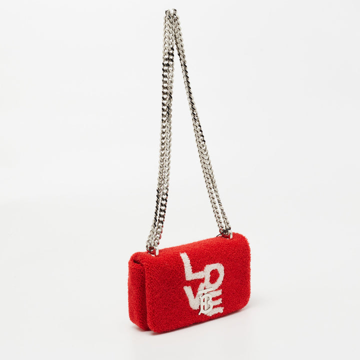 Burberry Red Terry Fabric Mini Lola Love Chain Crossbody Bag