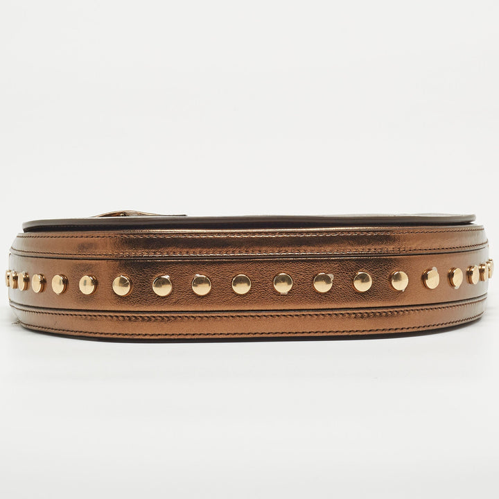 BURBERRY Bronze Studded Leather Small Olympia Shoulder Bag