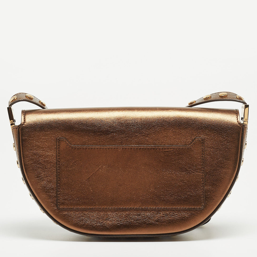 BURBERRY Bronze Studded Leather Small Olympia Shoulder Bag