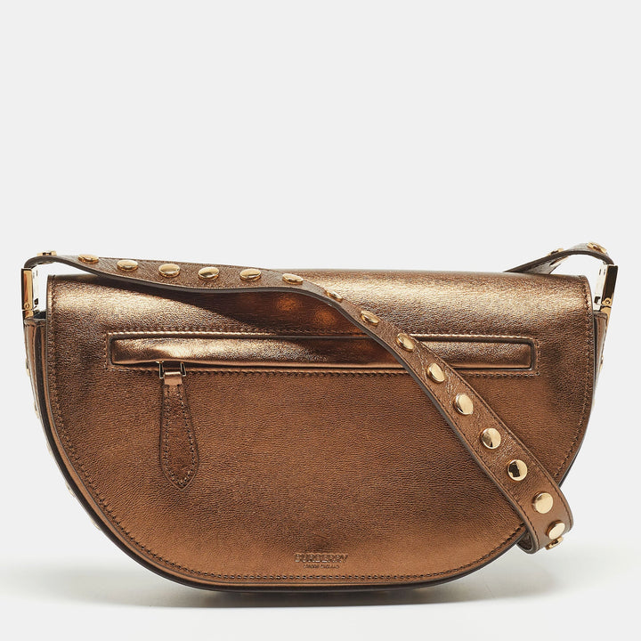 BURBERRY Bronze Studded Leather Small Olympia Shoulder Bag