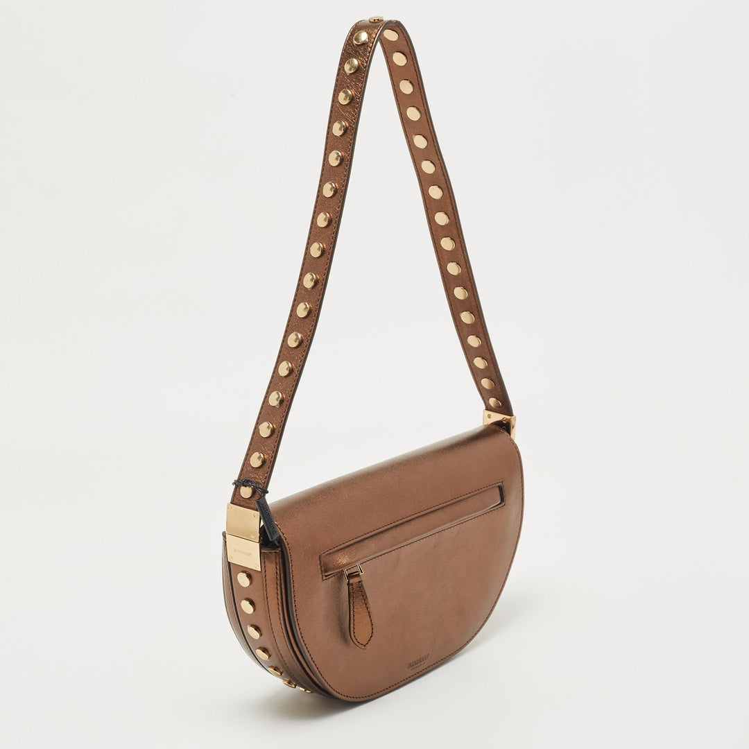 BURBERRY Bronze Leather Small Studded Olympia Shoulder Bag