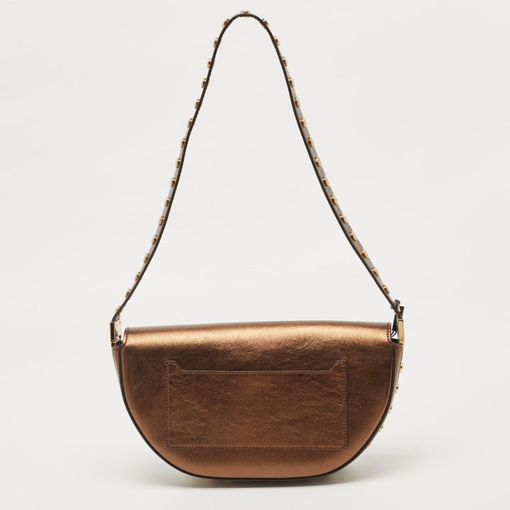 BURBERRY Bronze Leather Small Studded Olympia Shoulder Bag