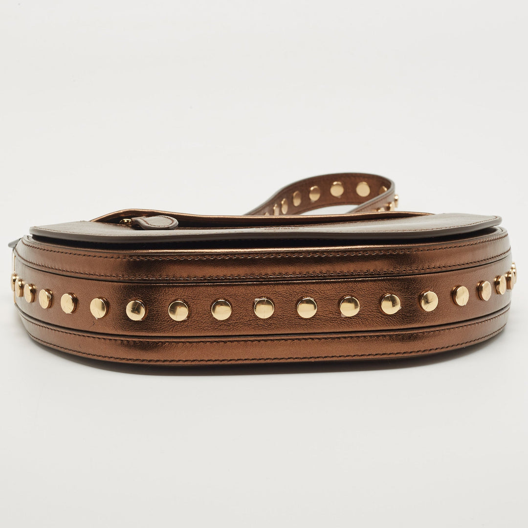 BURBERRY Bronze Leather Small Studded Olympia Shoulder Bag