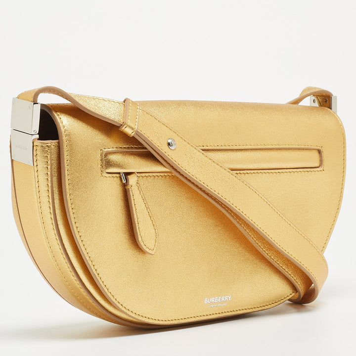 BURBERRY Gold Leather Small Olympia Shoulder Bag