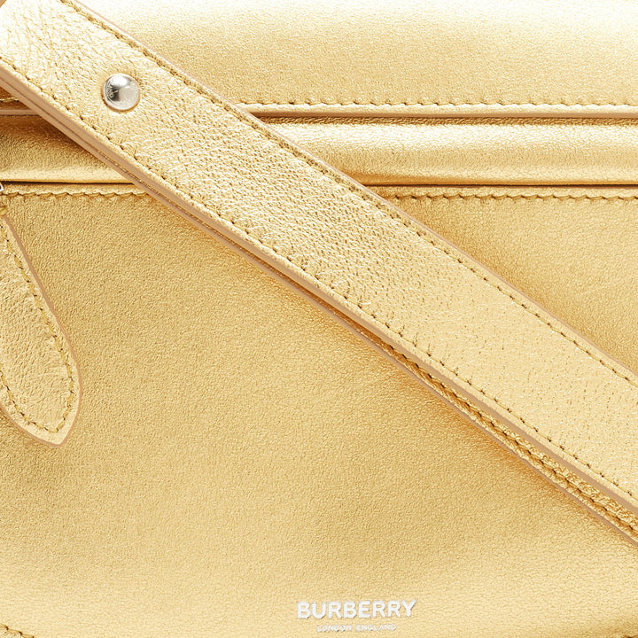 BURBERRY Gold Leather Small Olympia Shoulder Bag