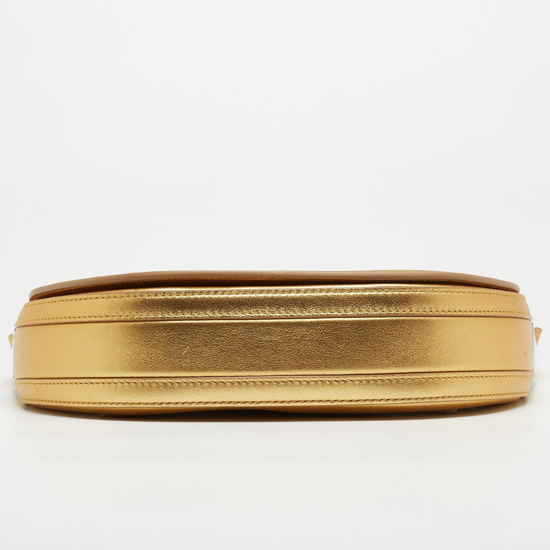 BURBERRY Gold Leather Small Olympia Shoulder Bag