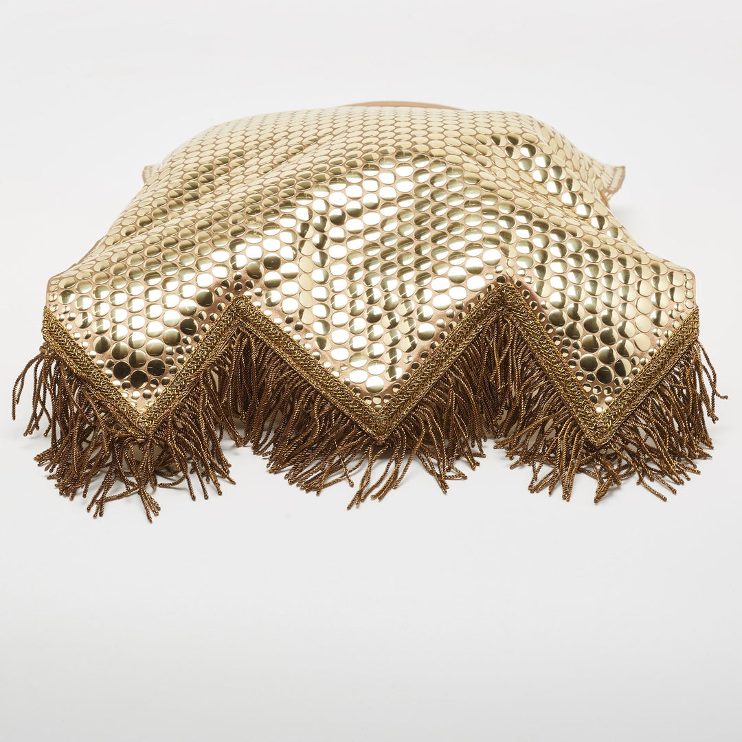Burberry Gold Bullion Fringing Paillette-Embellished Satin Flag Bag