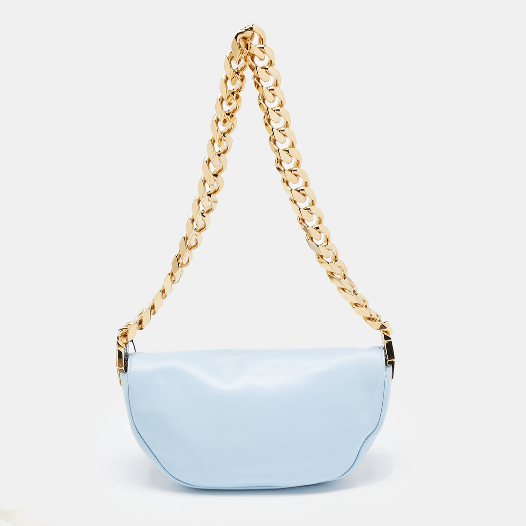 BURBERRY Pale Blue Leather Small Olympia Chain Shoulder Bag