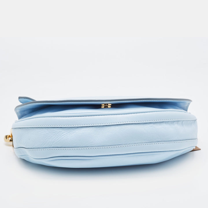 BURBERRY Pale Blue Leather Small Olympia Chain Shoulder Bag