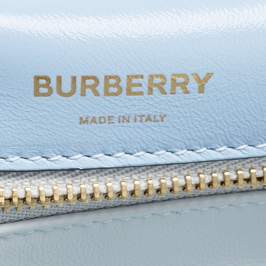 BURBERRY Pale Blue Leather Small Olympia Chain Shoulder Bag