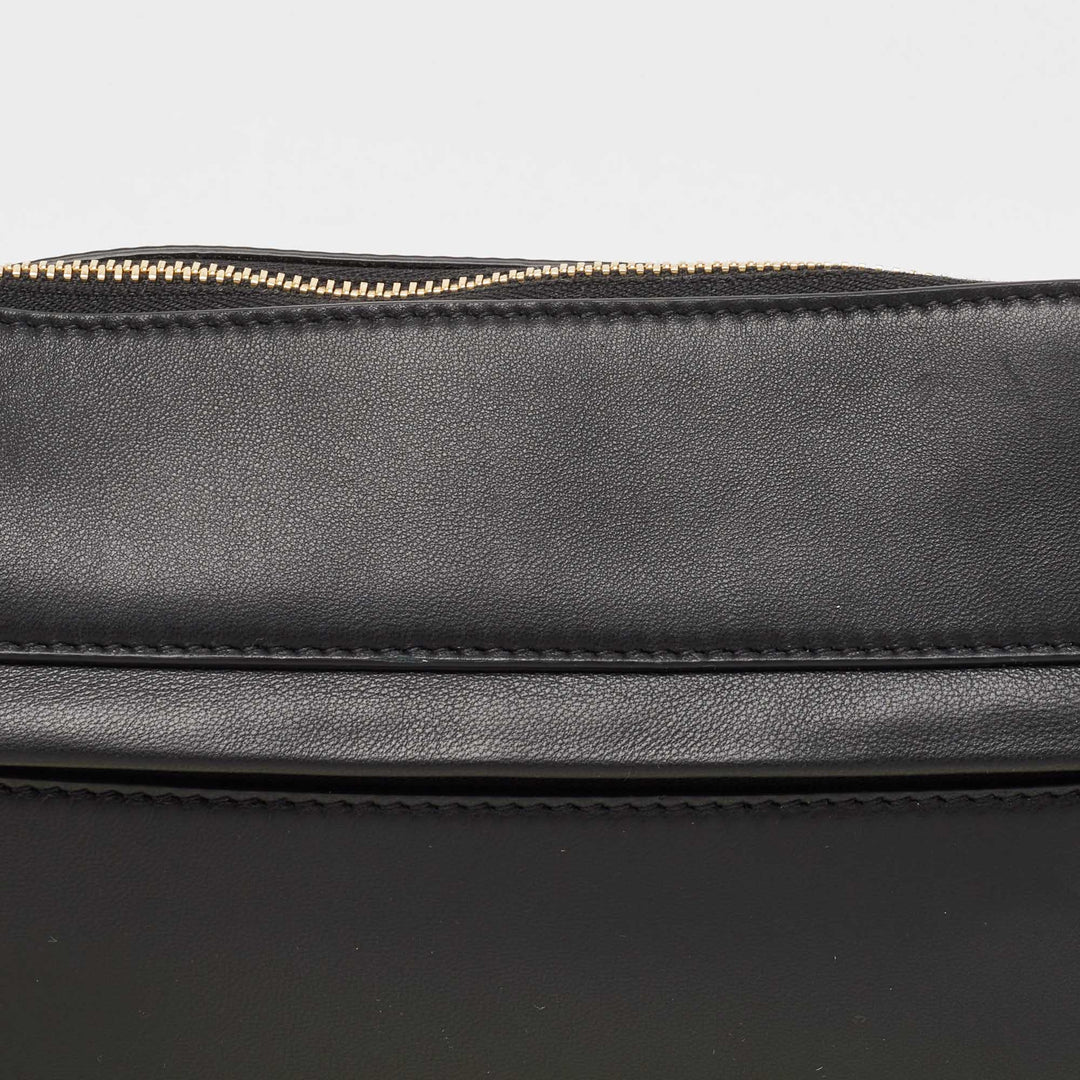 BURBERRY Black Leather Large Olympia Shoulder Bag