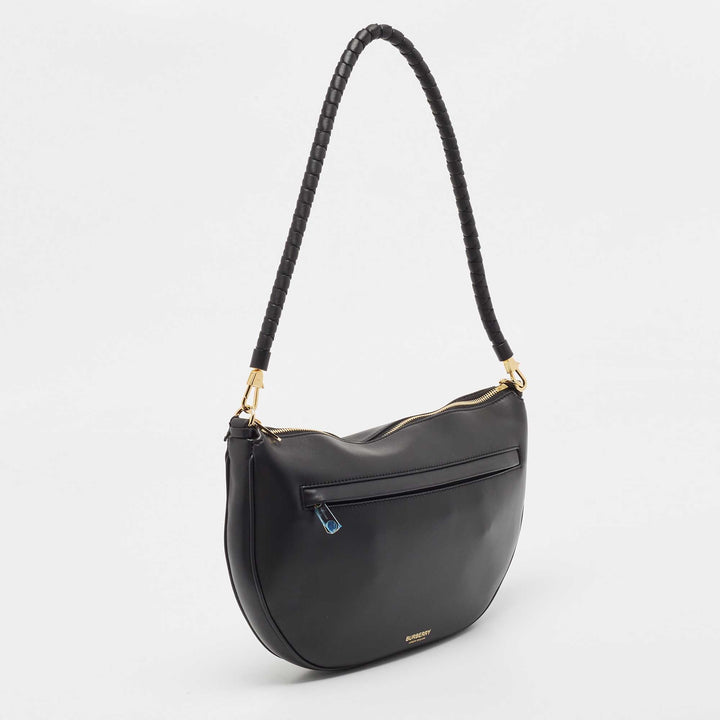 BURBERRY Black Leather Large Olympia Shoulder Bag