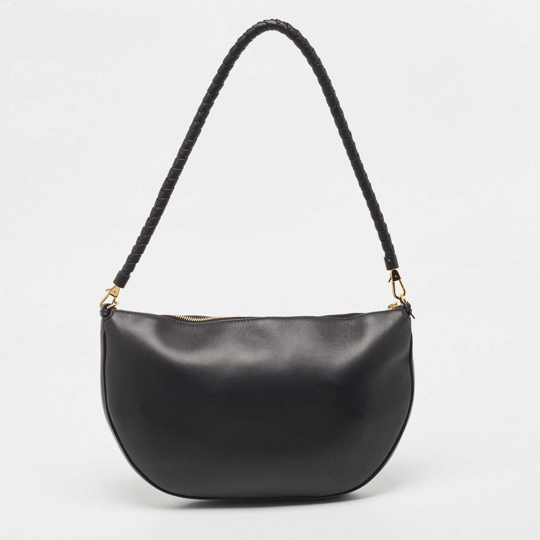 BURBERRY Black Leather Large Olympia Shoulder Bag