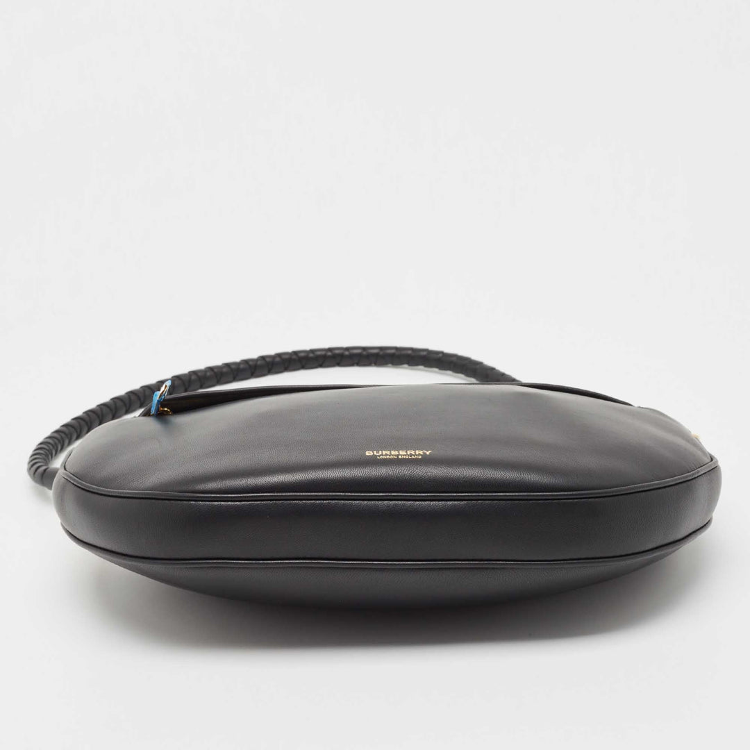 BURBERRY Black Leather Large Olympia Shoulder Bag