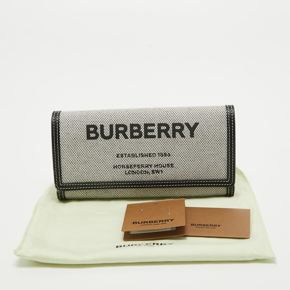 BURBERRY Grey/Black Logo Canvas and Leather Halton Continental Wallet