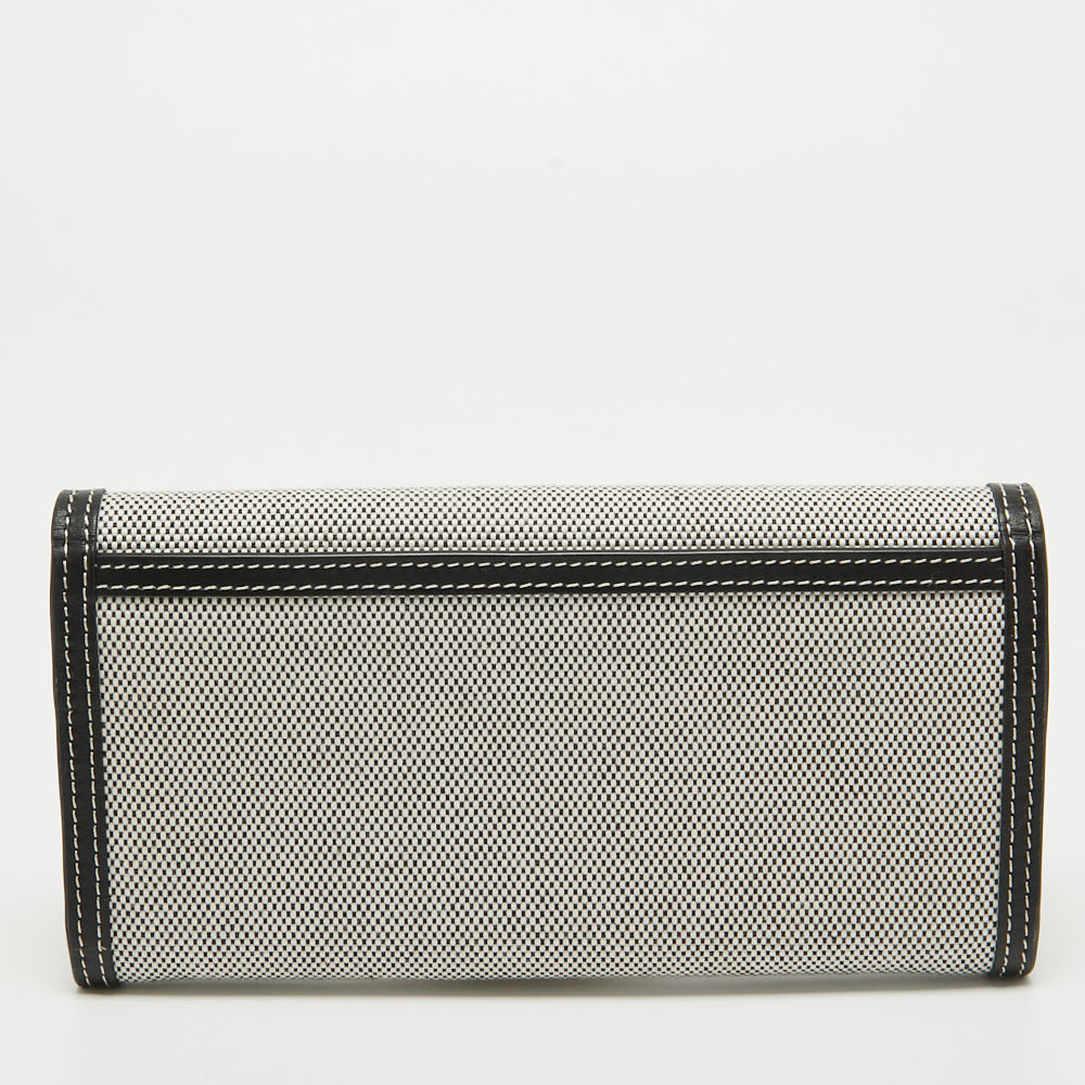 BURBERRY Grey/Black Logo Canvas and Leather Halton Continental Wallet