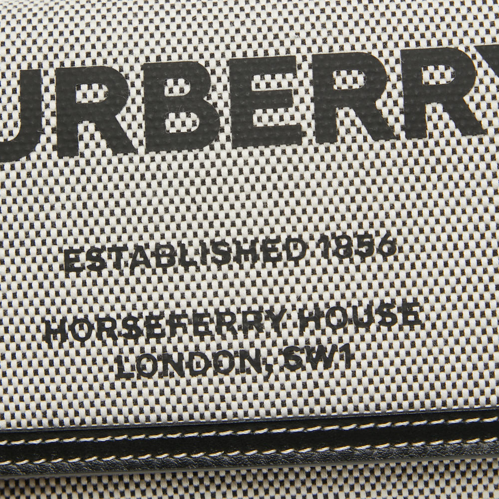 BURBERRY Grey/Black Logo Canvas and Leather Halton Continental Wallet